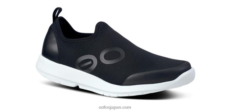 白黒 HNHLF70 女性用 OOMG スポーツ ローシューズ OOFOS