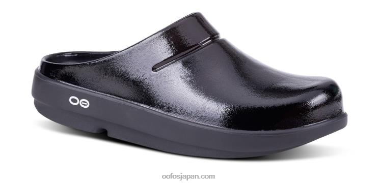 黒 HNHLF96 女性用 oocloog luxe クロッグ OOFOS